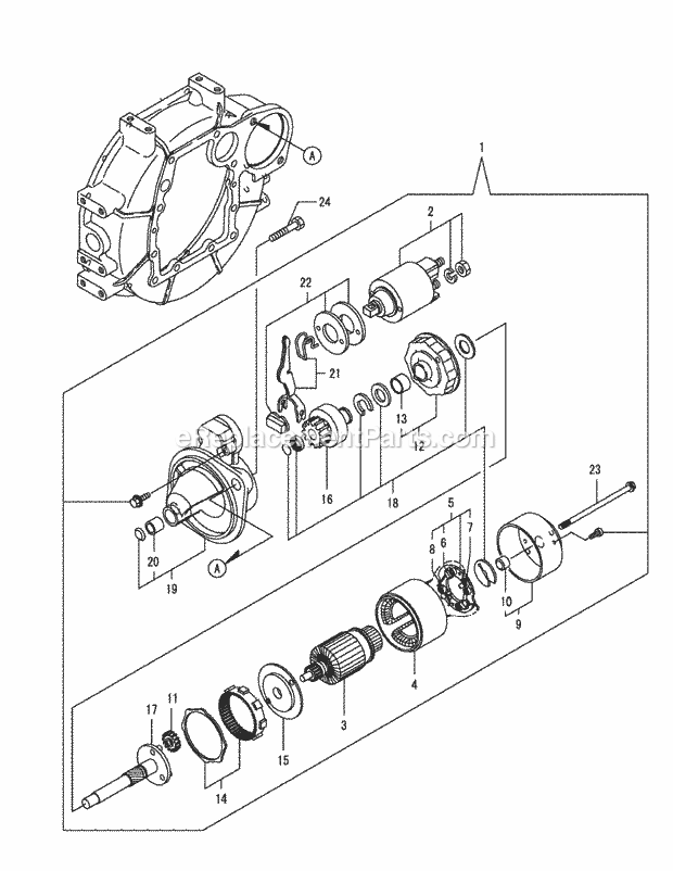Yanmar 3tnv82a-Bdcb Starting Motor Diagram and Parts List for S6032-D 53AY8DU6050 Cub Cadet Sprayer